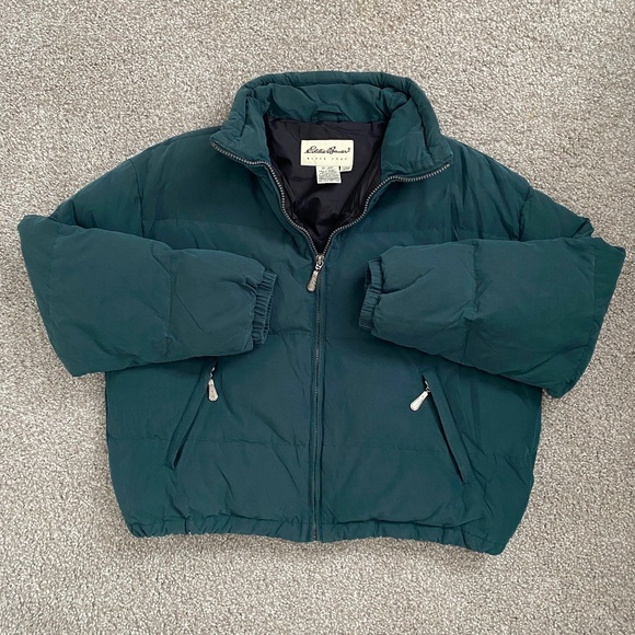 Eddie Bauer Jackets & Blazers - VTG Eddie Bauer Women's Cropped Goose Down Puffer Coat Green Size M